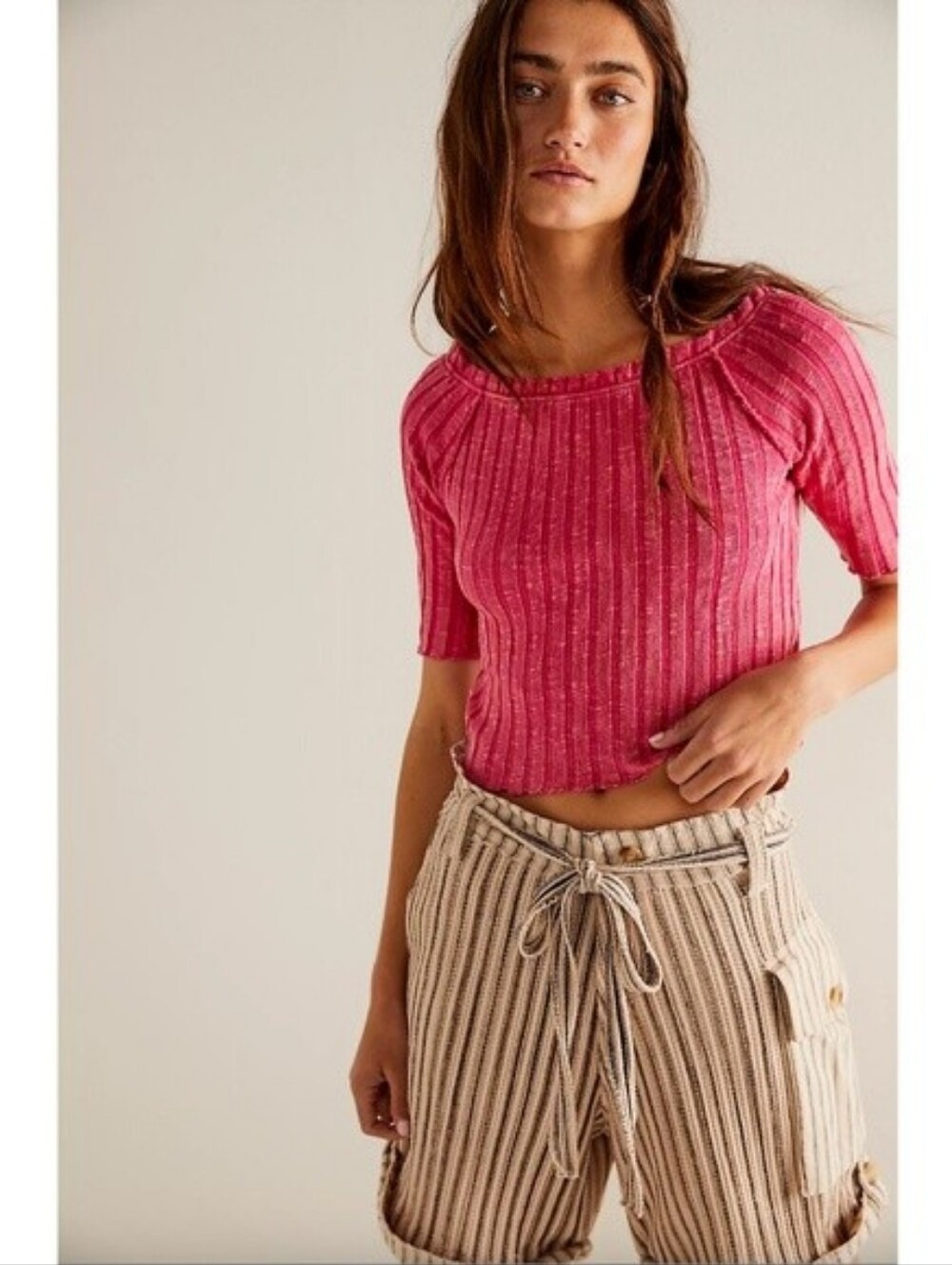 FREE PEOPLE We the Free Meant to Be Tee in Pink, Size L